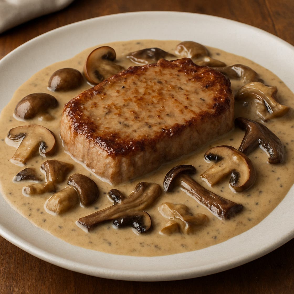 lomo en salsa de tres hongos