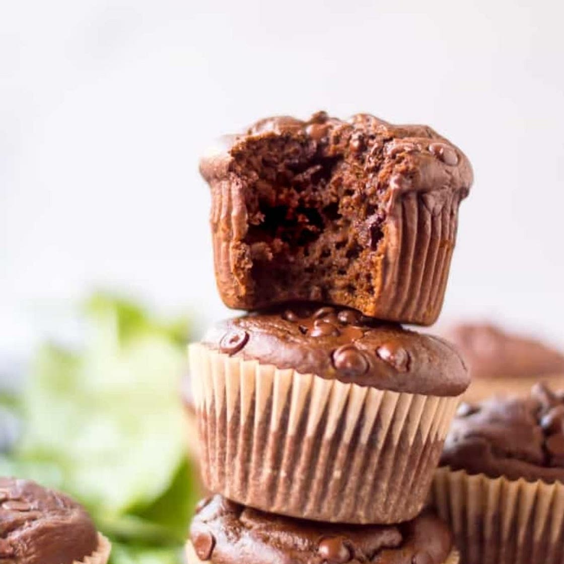 Healthy Chocolate Muffins (with veggies!)