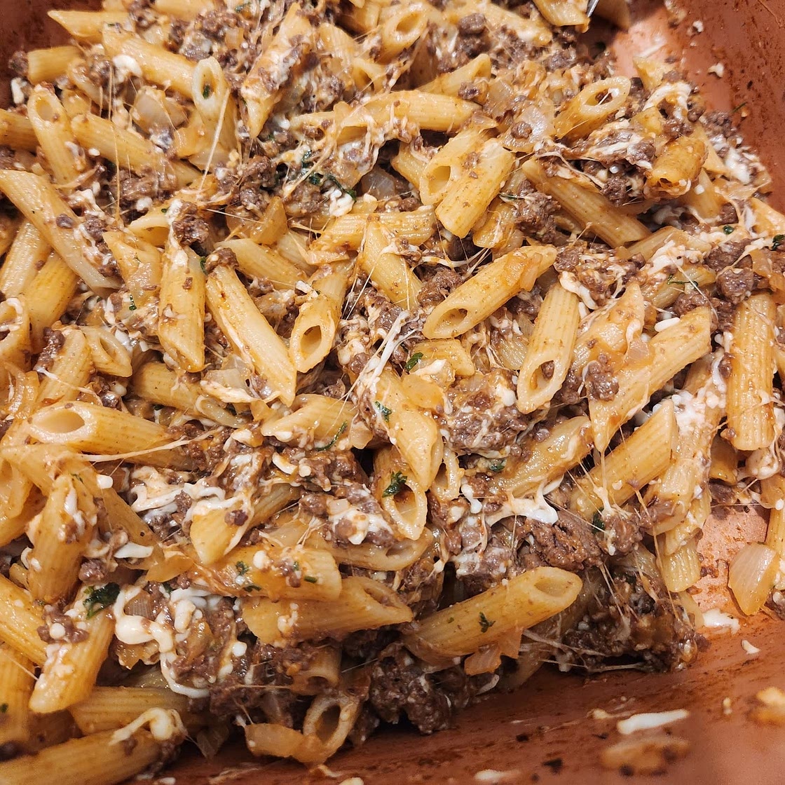 Cheesy Ground Beef Pasta Skillet