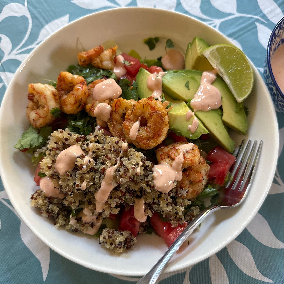 Shrimp Avocado Quinoa Bowls