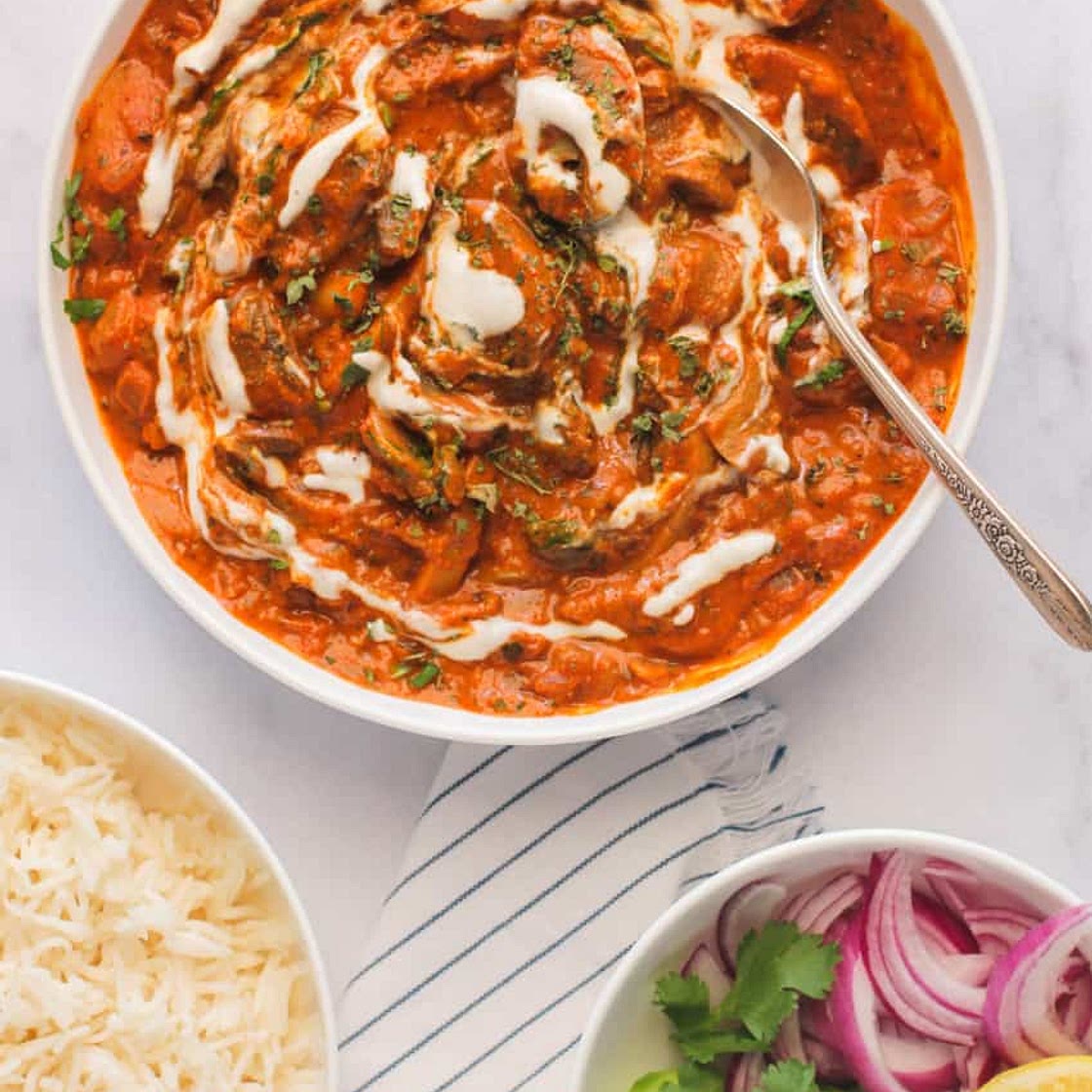Instant pot mushroom masala with curry tofu