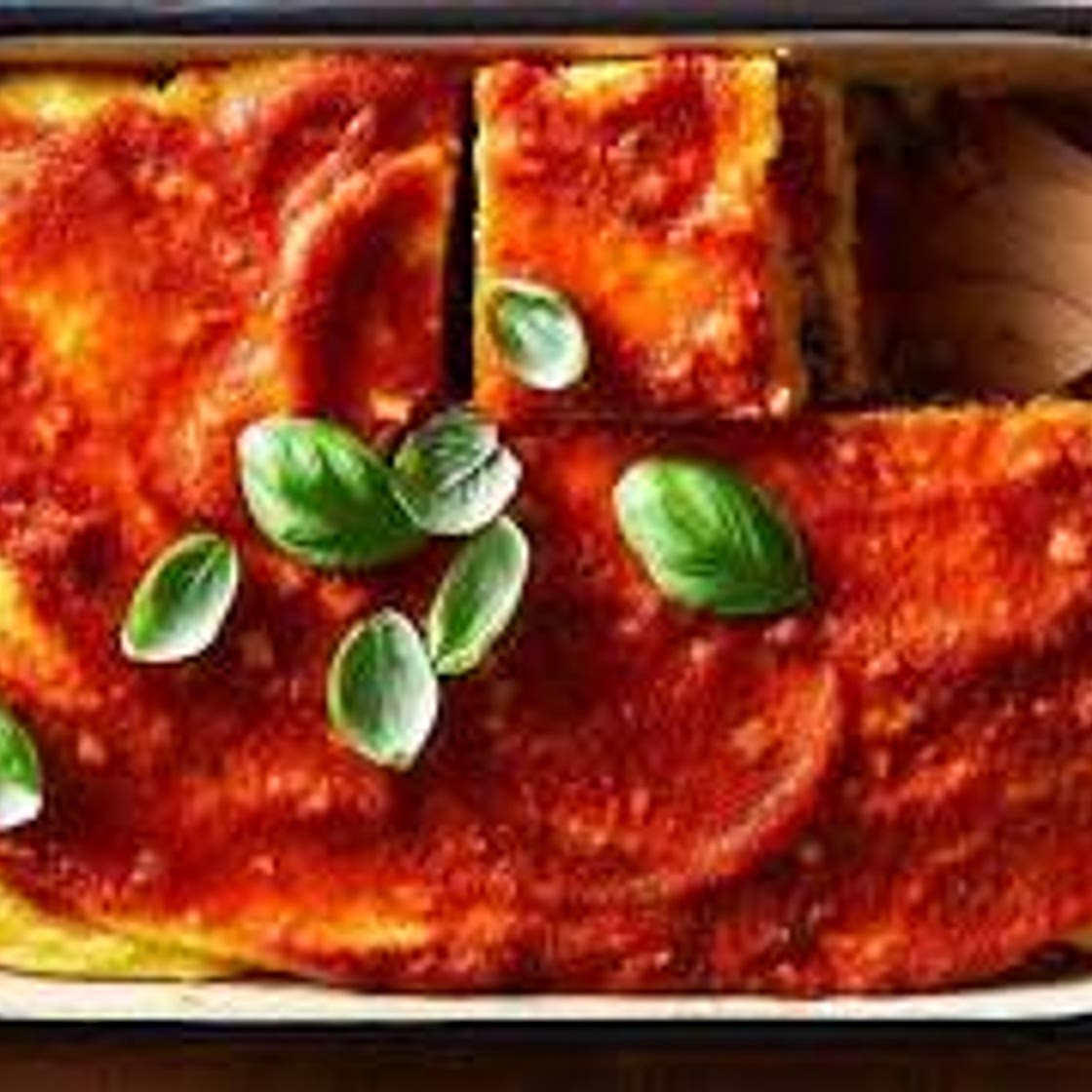 Roasted Eggplant and Tomato Polenta with Pesto