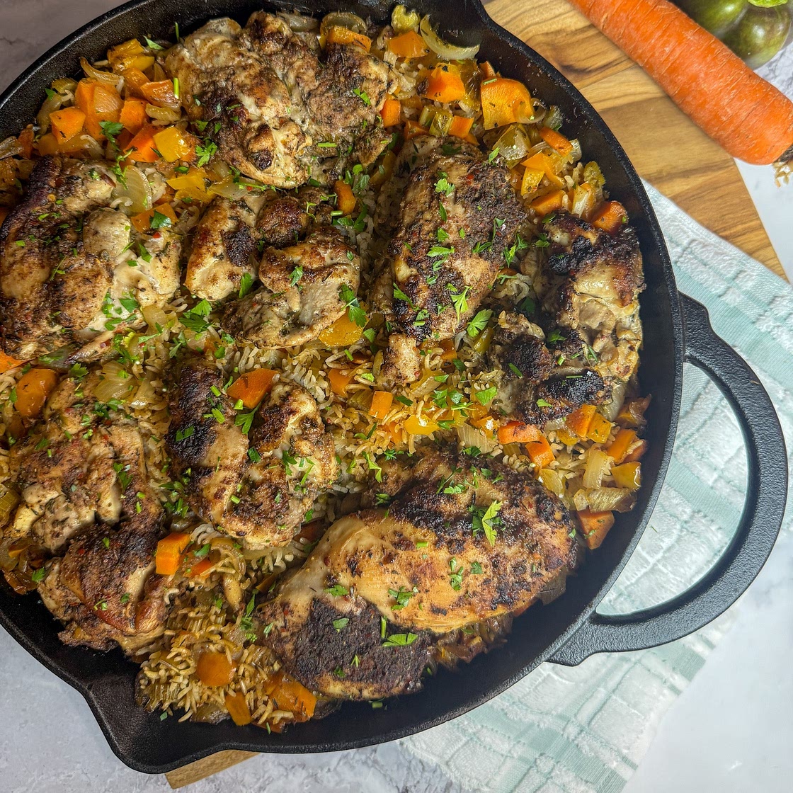Easy One Pan Jerk Chicken and Rice-Bold Island Flavor