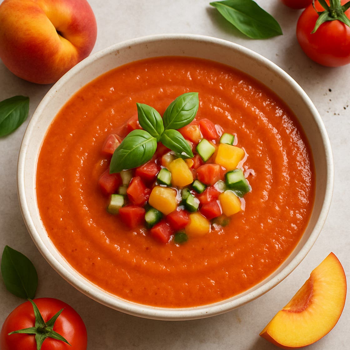 Tomaten-Pfirsich Gazpacho
