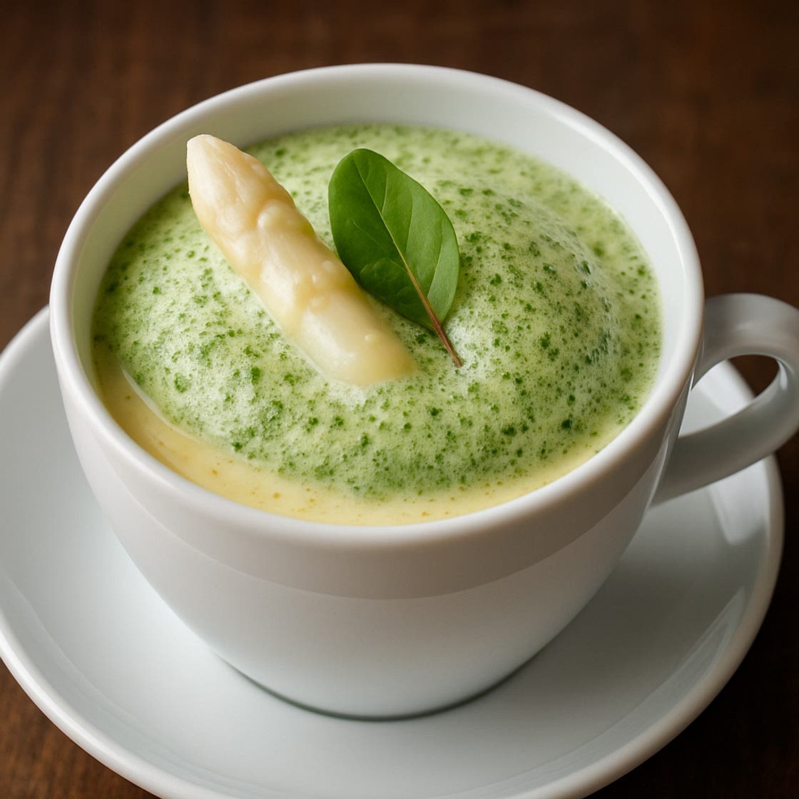 Spargel Cappuccino mit Sauerampfer-Foam
