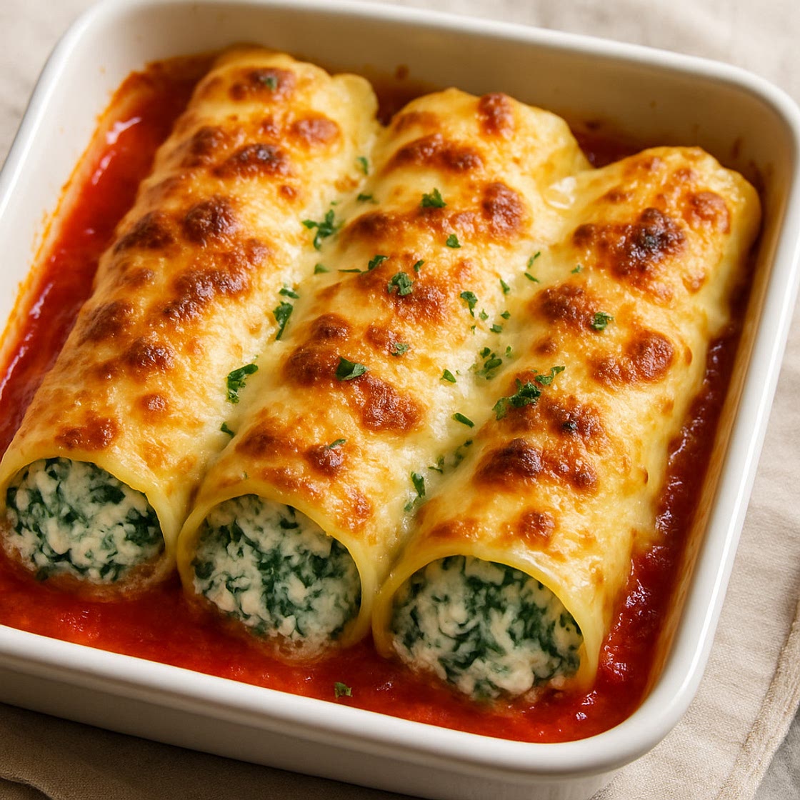 Cannelioni mit Ricotta und Spinat