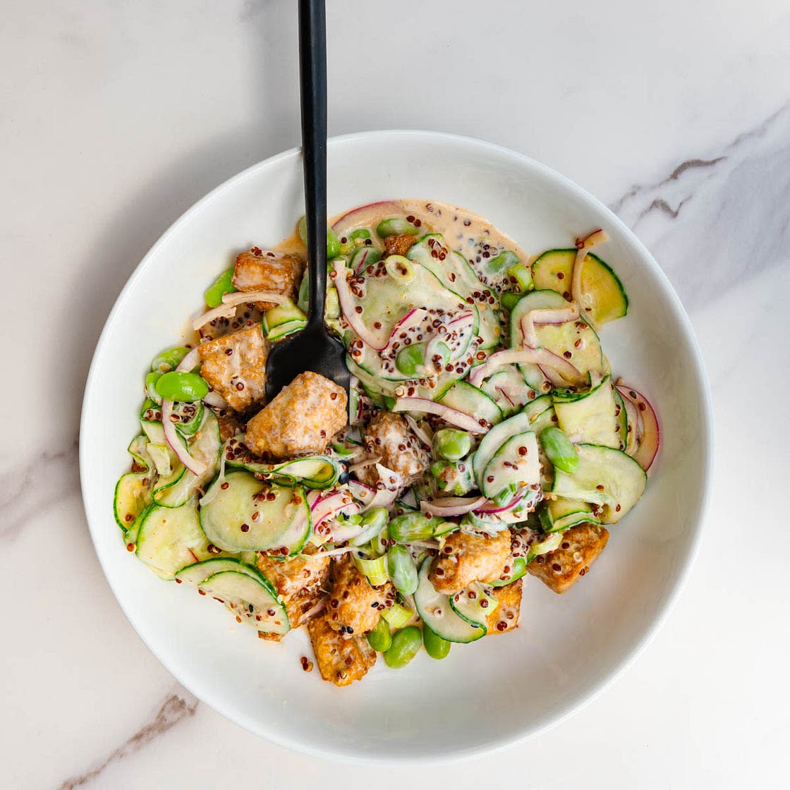 Creamy Cucumber Tofu Salad