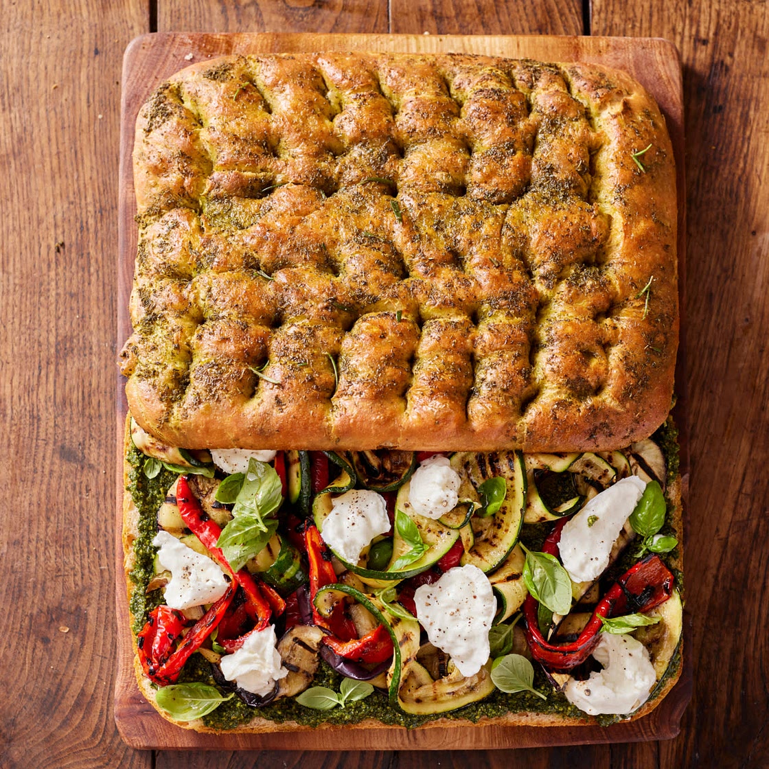 Jamie Oliver’s veg-stuffed rosemary focaccia