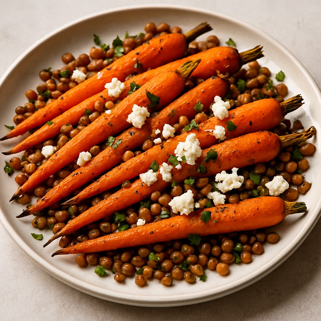 Ofen- Ruebli mit Linsen und Feta
