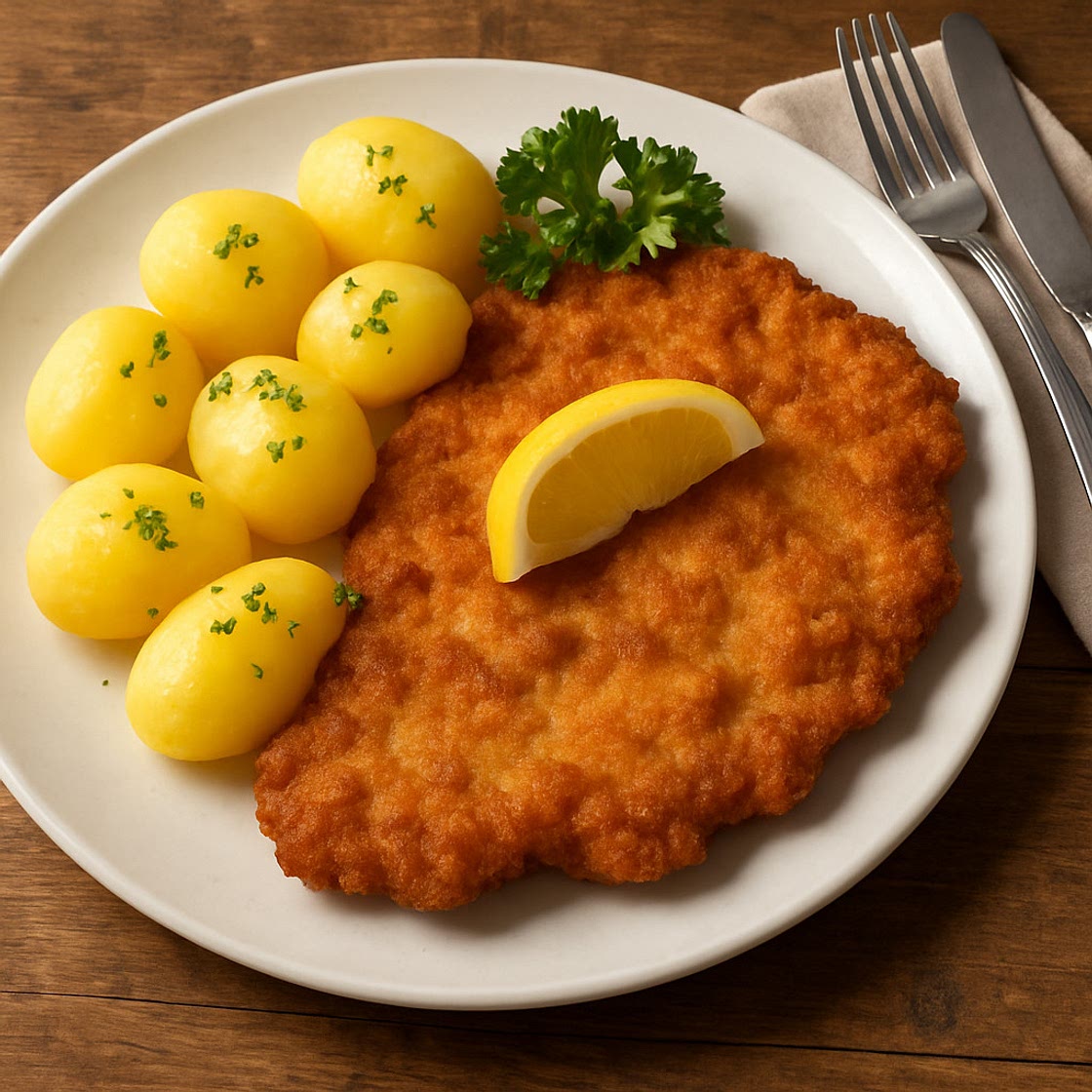Schnitzel mit Salzkartoffeln