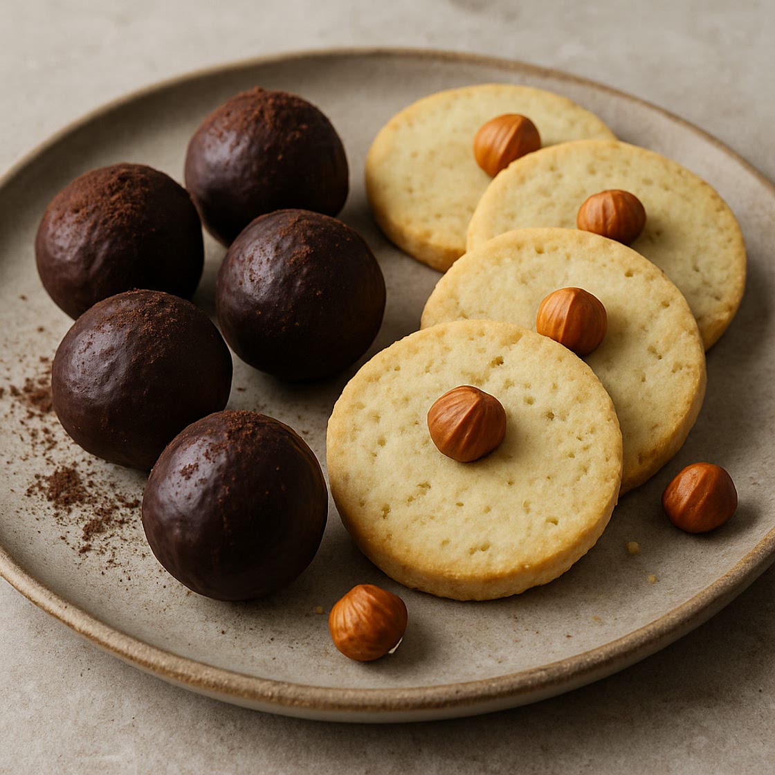 Dunkle Schokoladen-Truffe & Haselnuss-Zitronen-Shortbread
