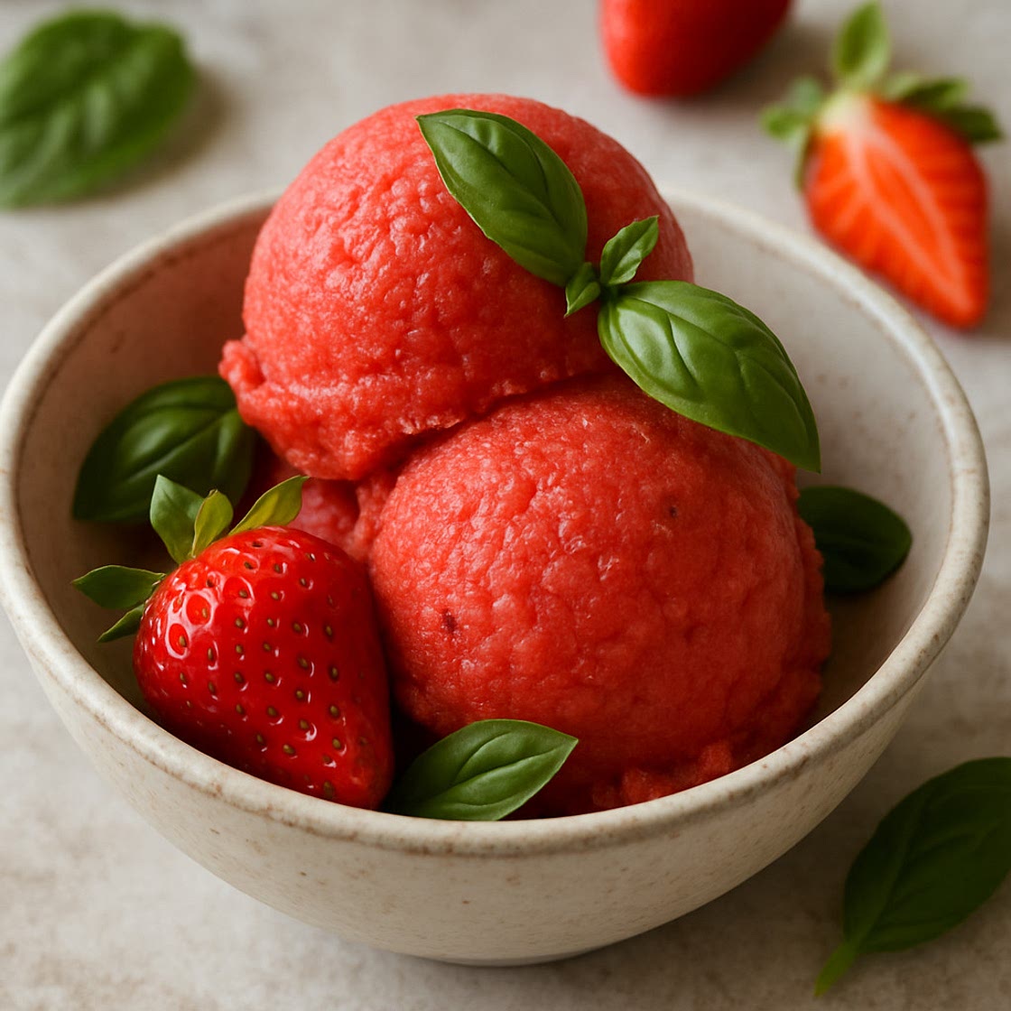 Erdbeer-Basilikum Sorbet