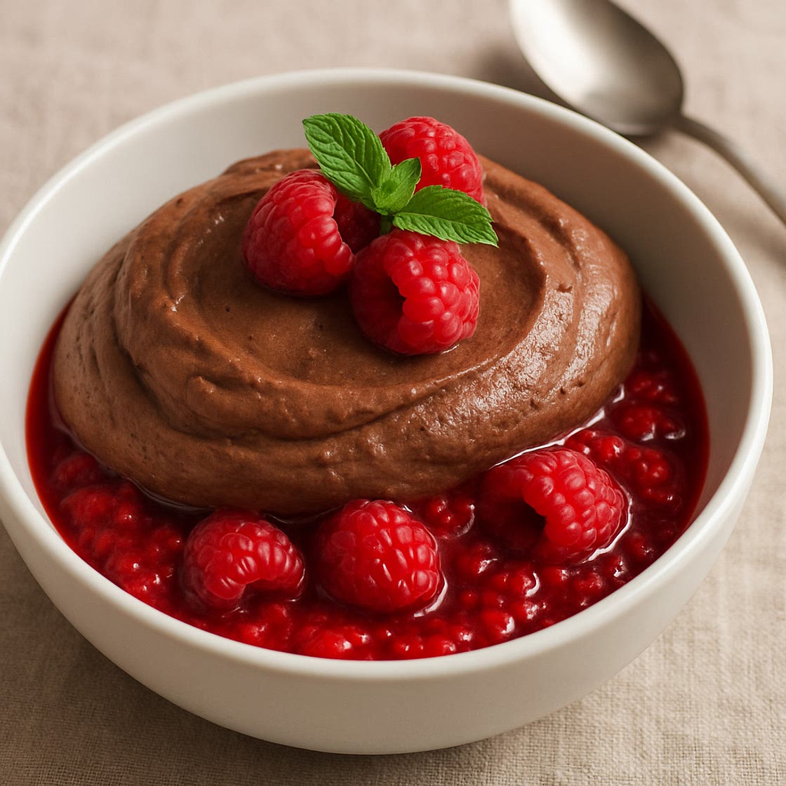 Schokoladen Mousse mit Himbeerragout