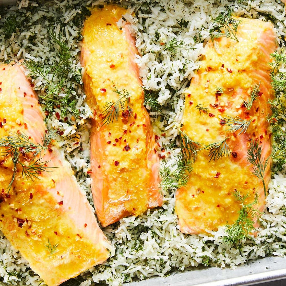 Baked Salmon and Dill Rice