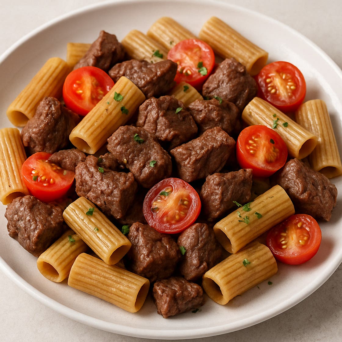 Protein Plus Pasta with Beef and Cherry Tomatoes