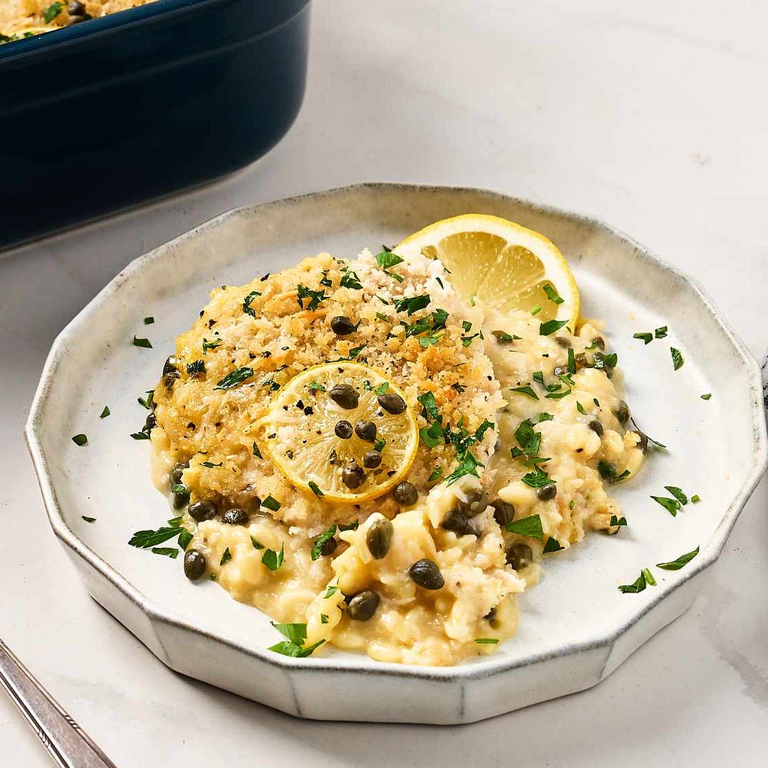 This Dump-and-Bake Chicken Piccata Casserole Is Ready in Under an Hour