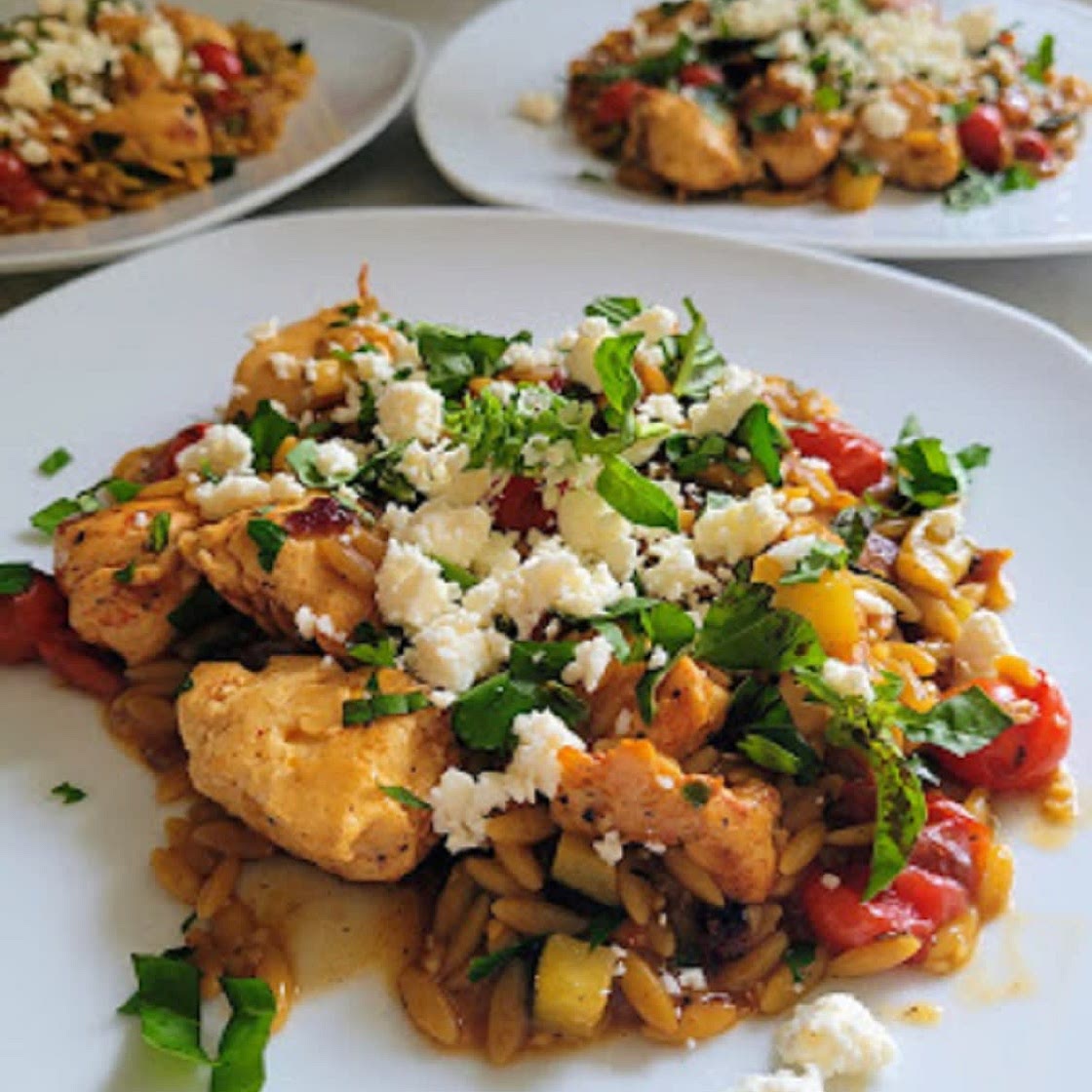 Lemon Orzo Garden Chicken