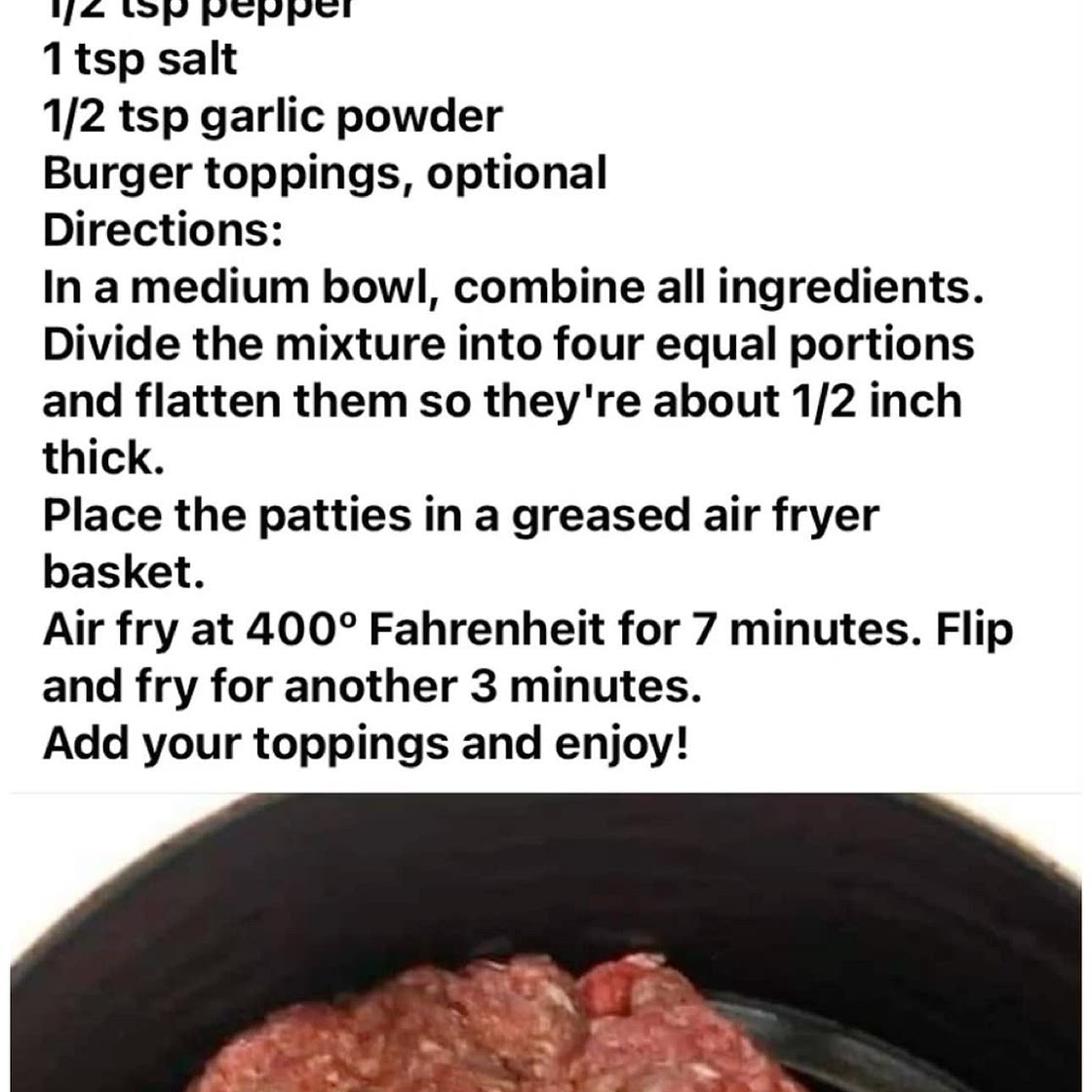 Air fryer burgers 