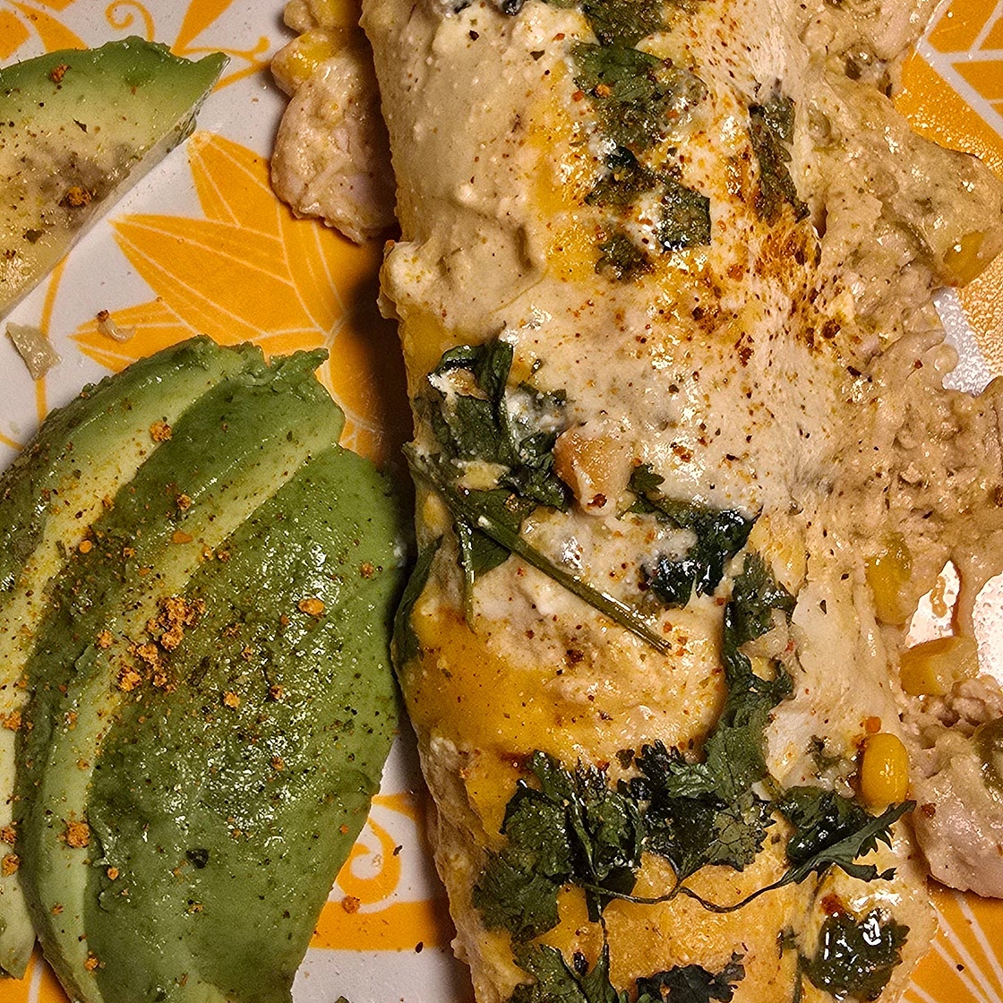Street corn chicken enchiladas