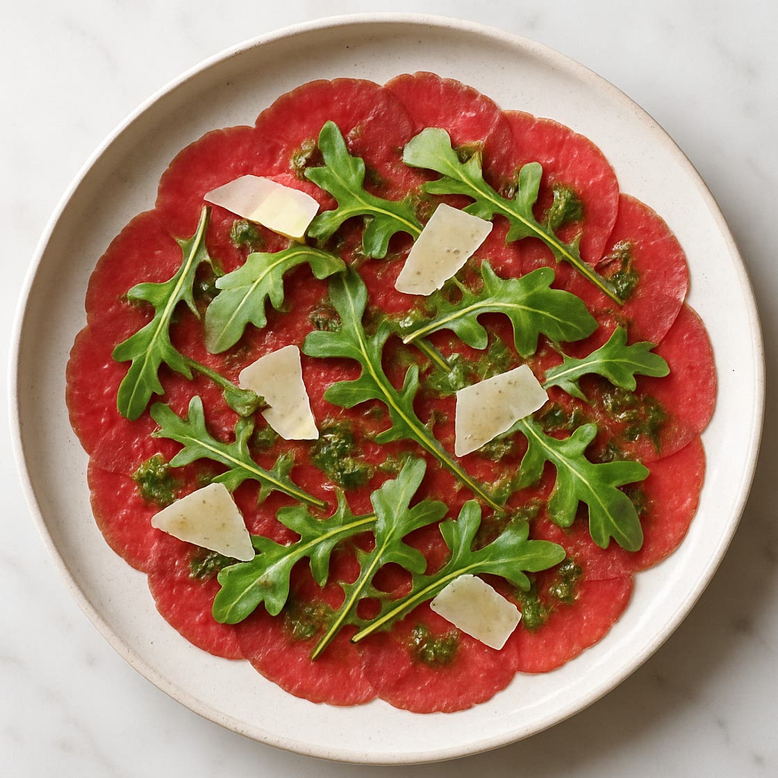 Rinds Carpaccio mit Dill-Vinaigrette