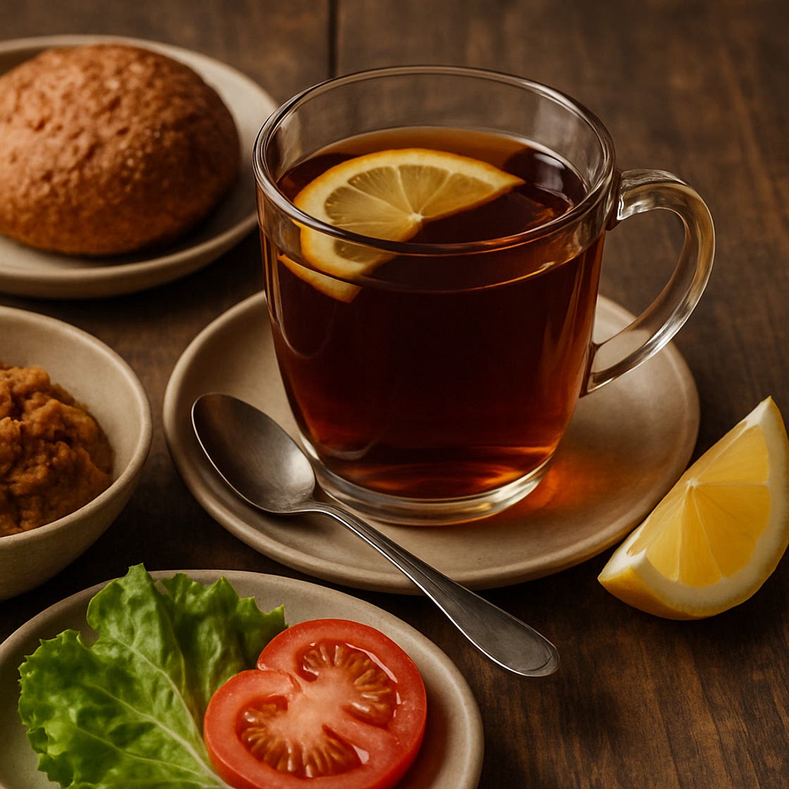 Erdiger Genuss (Schwarztee mit Zitronenspritzer)