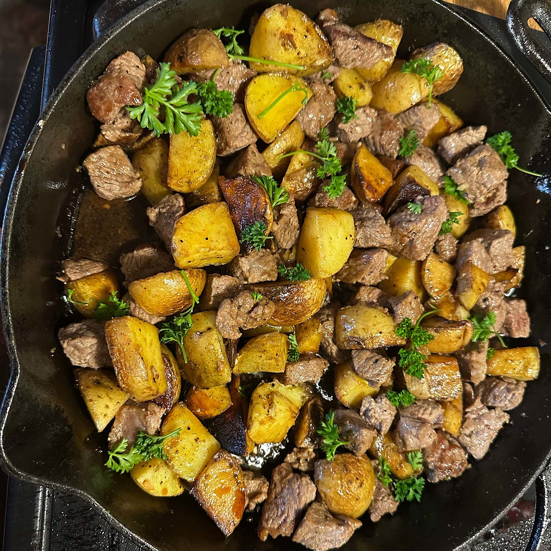 Asian Steak Bites and Potatoes