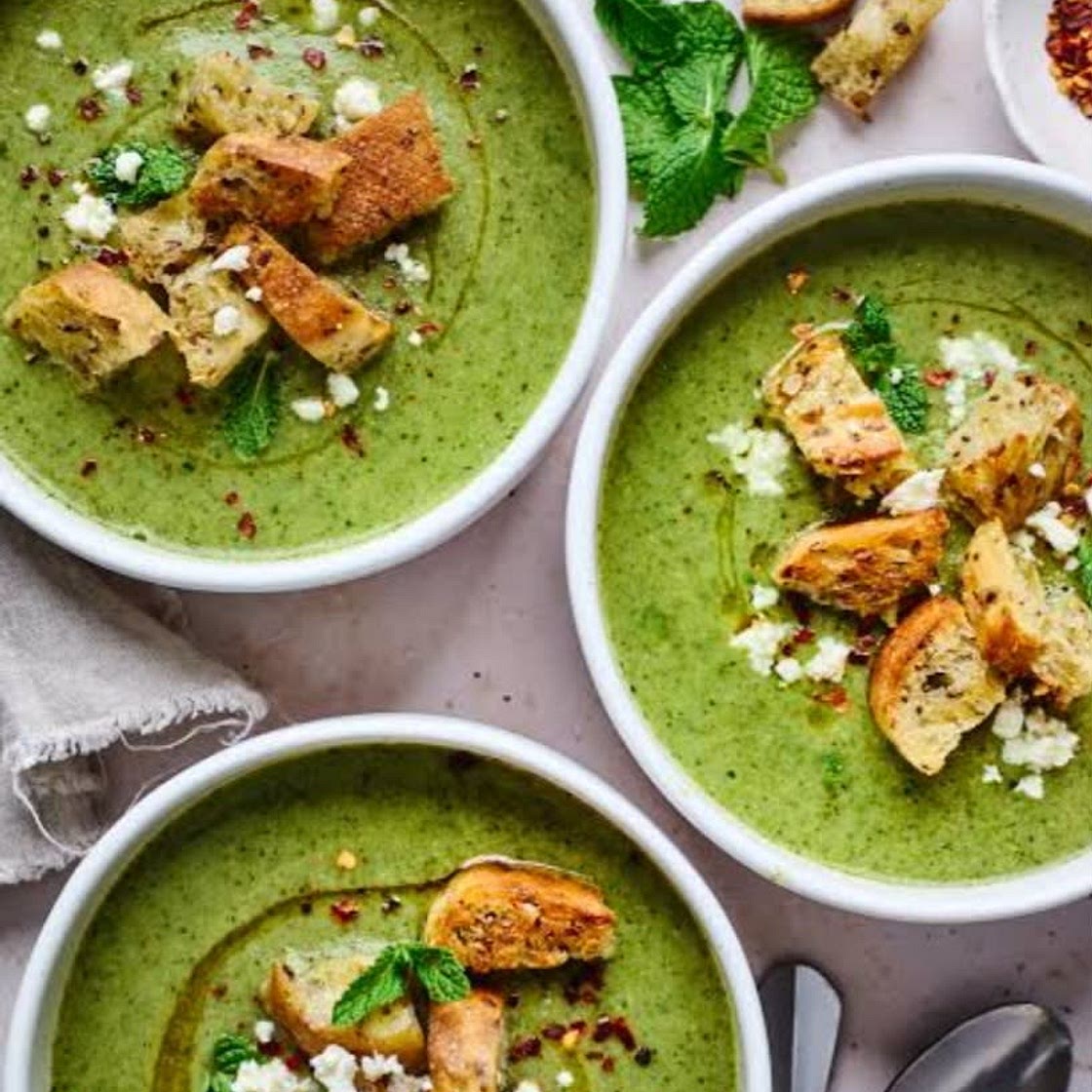 Brocolli, Spinach and Pea Soup