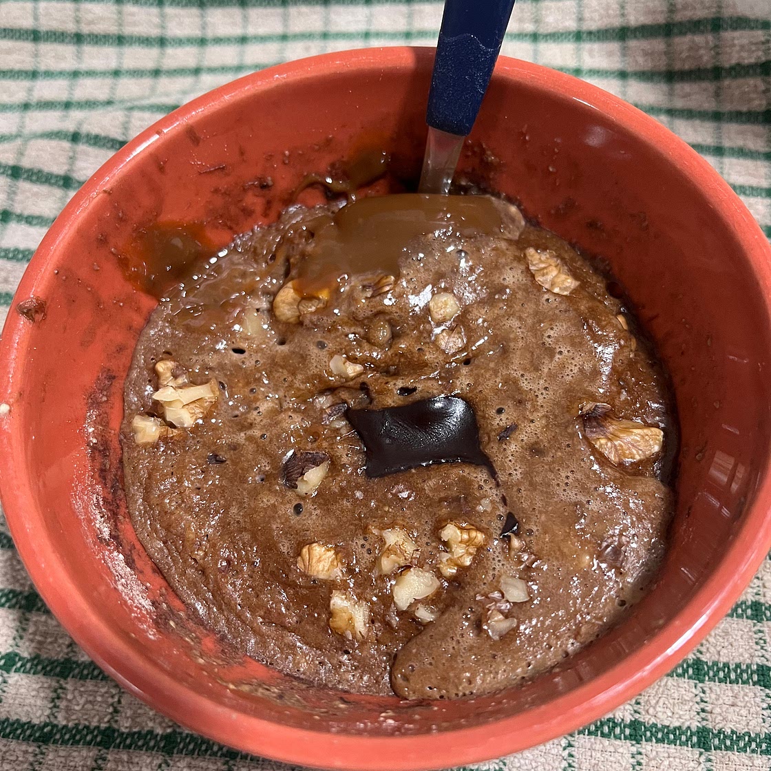 Mug cake proteico de banana y cacao