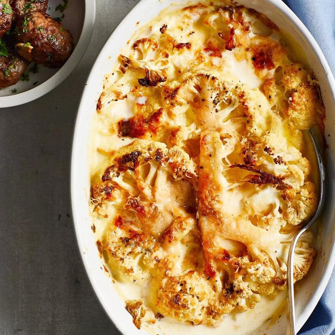 Cauliflower Purée and Cheese Sauce