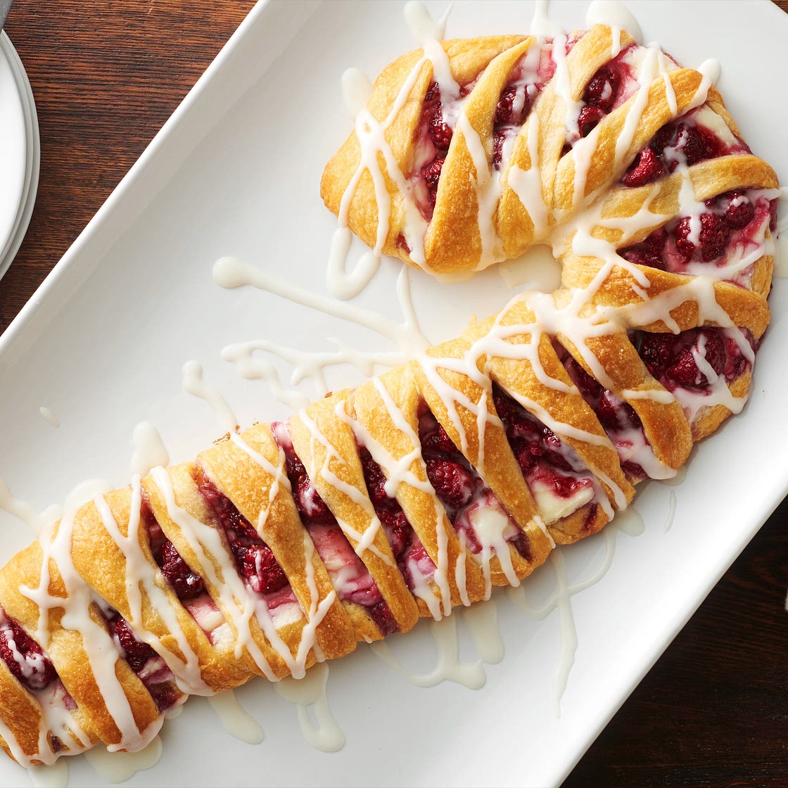 Raspberry-Cream Cheese Candy Cane Crescent Danish