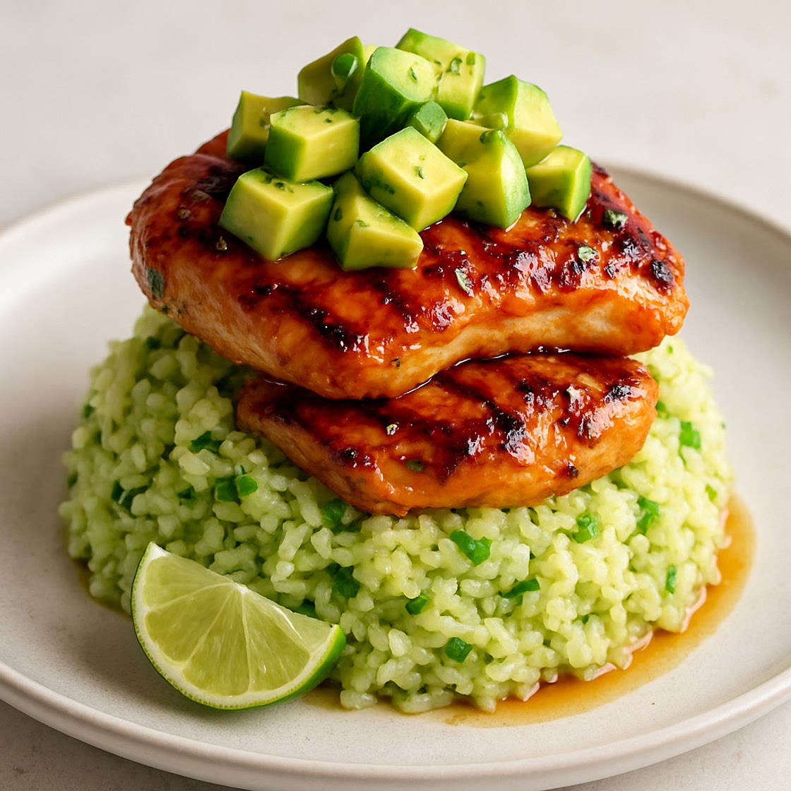 Honey Lime Chicken & Avocado Rice Stack