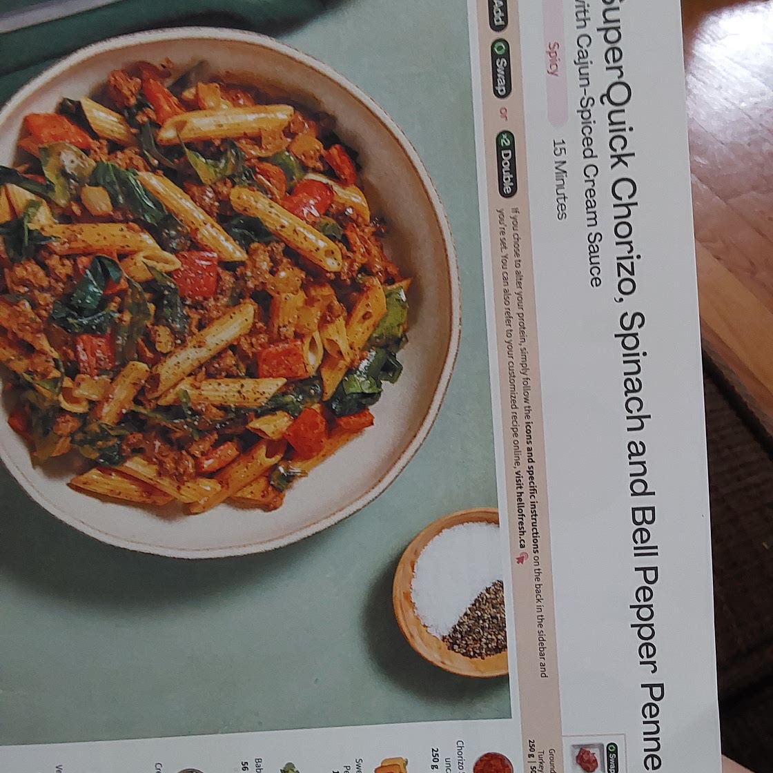 Quick spinach pepper penne