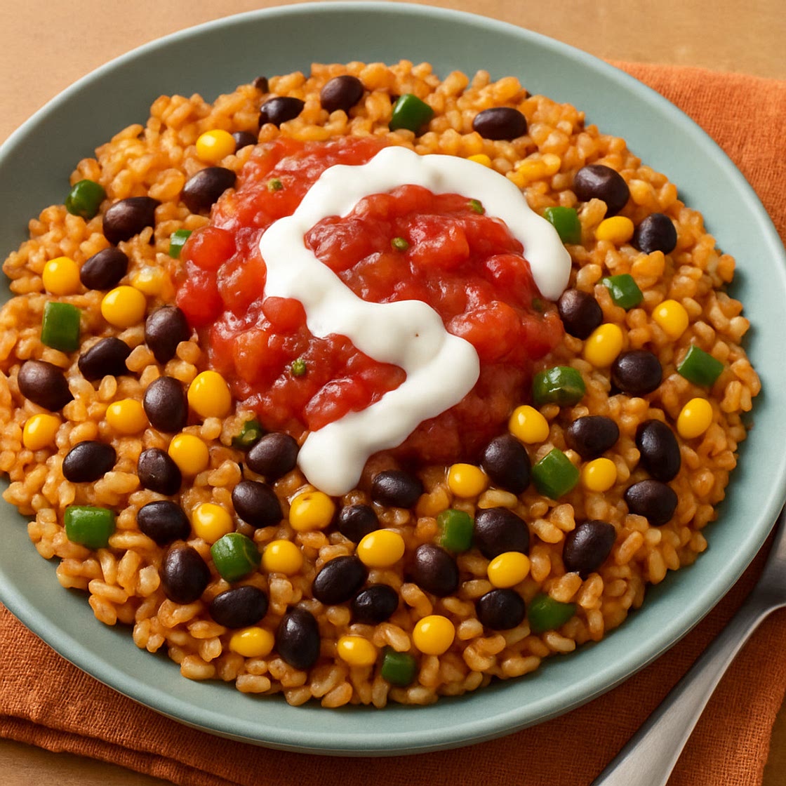 Southwest Rice with Salsa & Crema