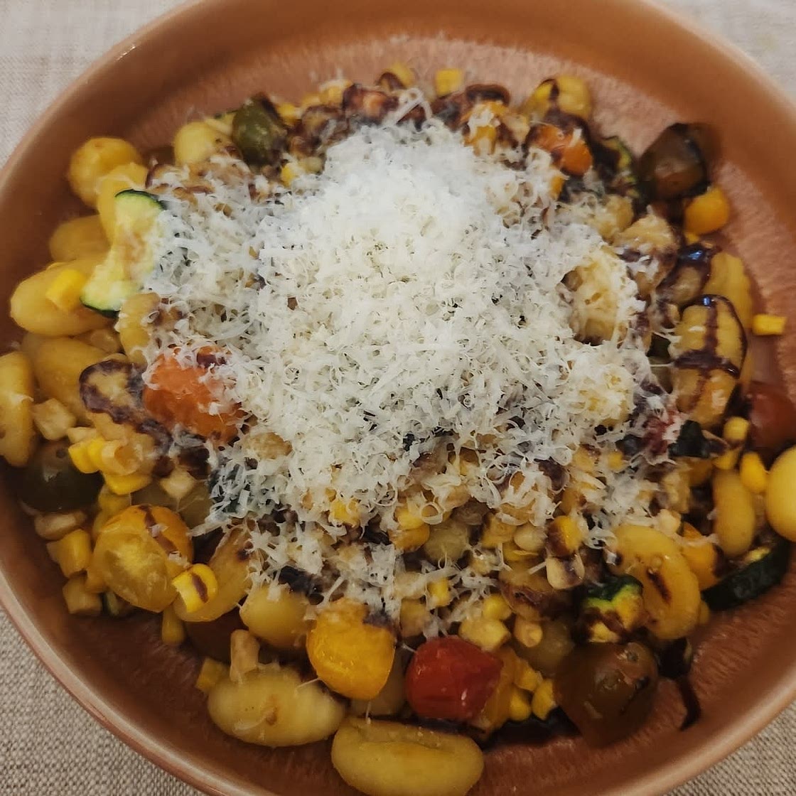 Pan Fried Gnocchi with Tomato, Corn and Zucchini