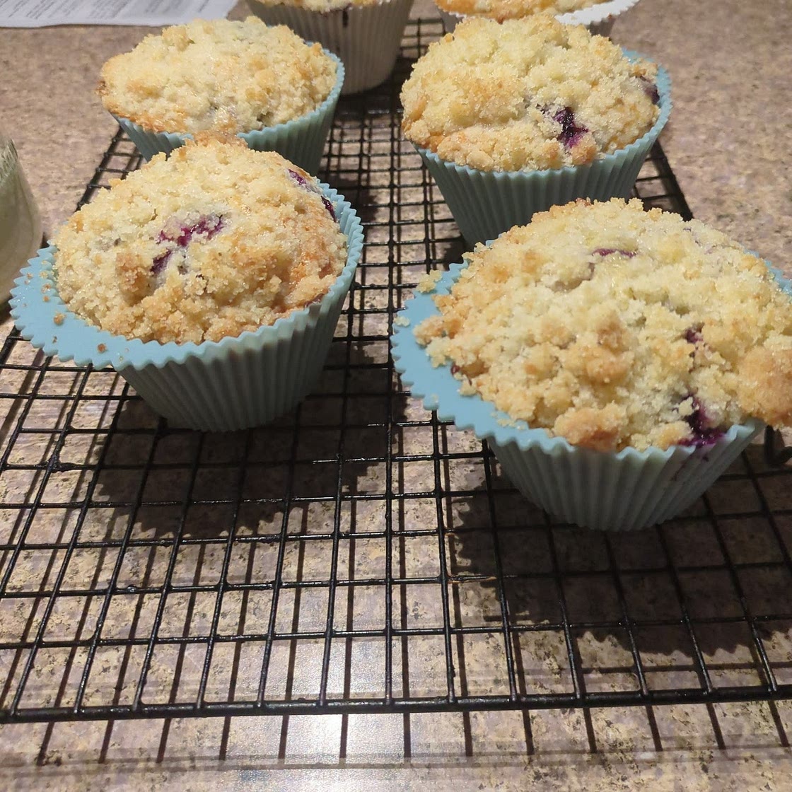 Sourdough Blueberry Muffins with Crumb Topping Recipe