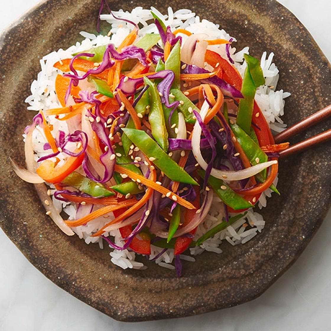 Microwave Stir-Fry Vegetables with Sesame Sauce