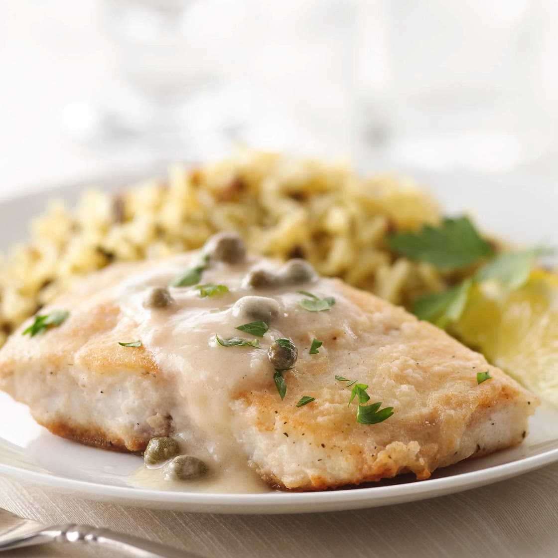 Cobia with Lemon Caper Sauce