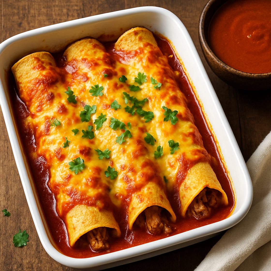 Cheesy Pork Enchiladas & DIY Enchilada Sauce