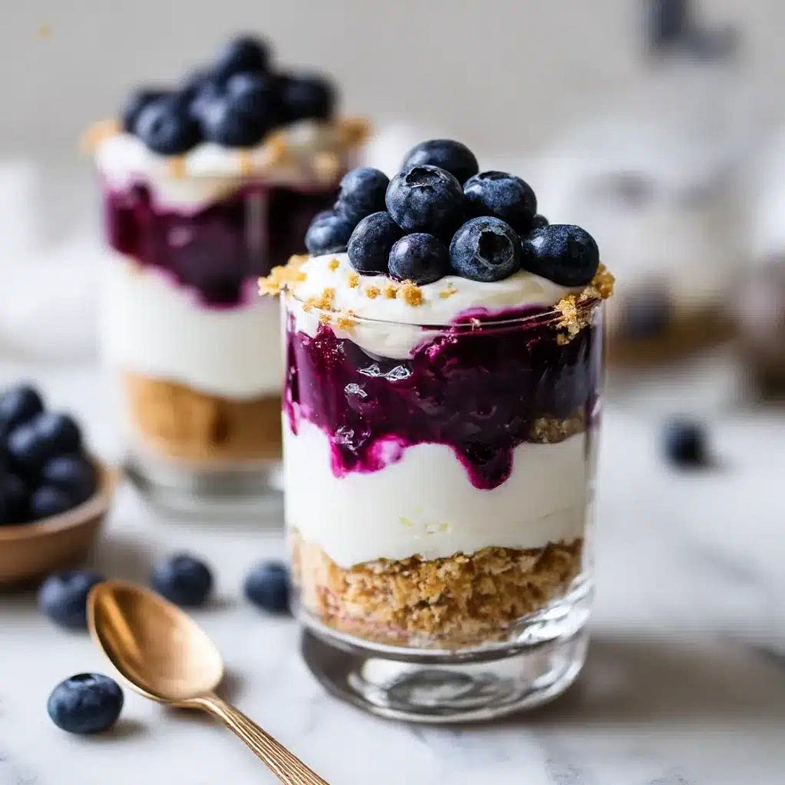 NO-BAKE BLUEBERRY CHEESECAKE PARFAITS