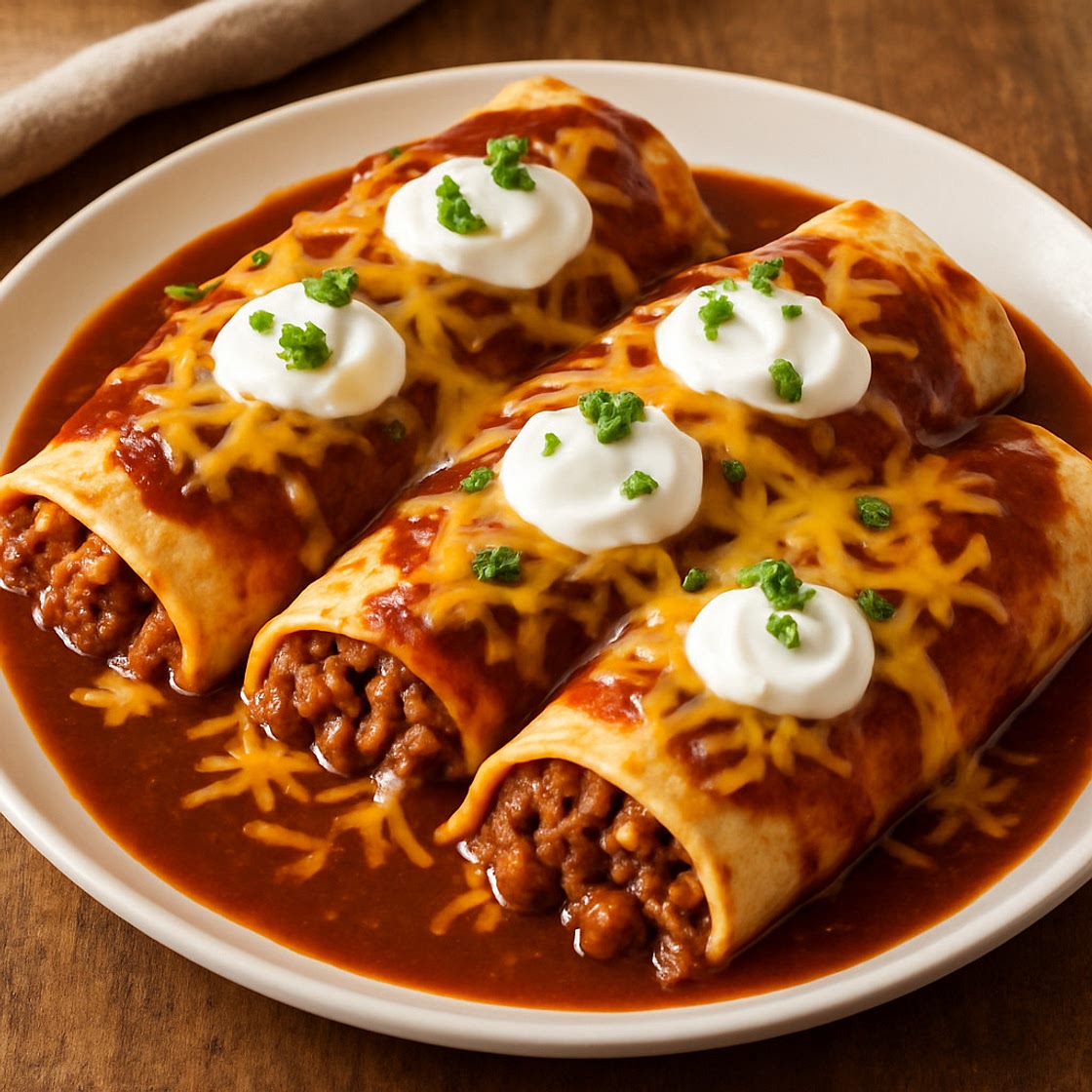 Smothered Beef & Bean Burritos