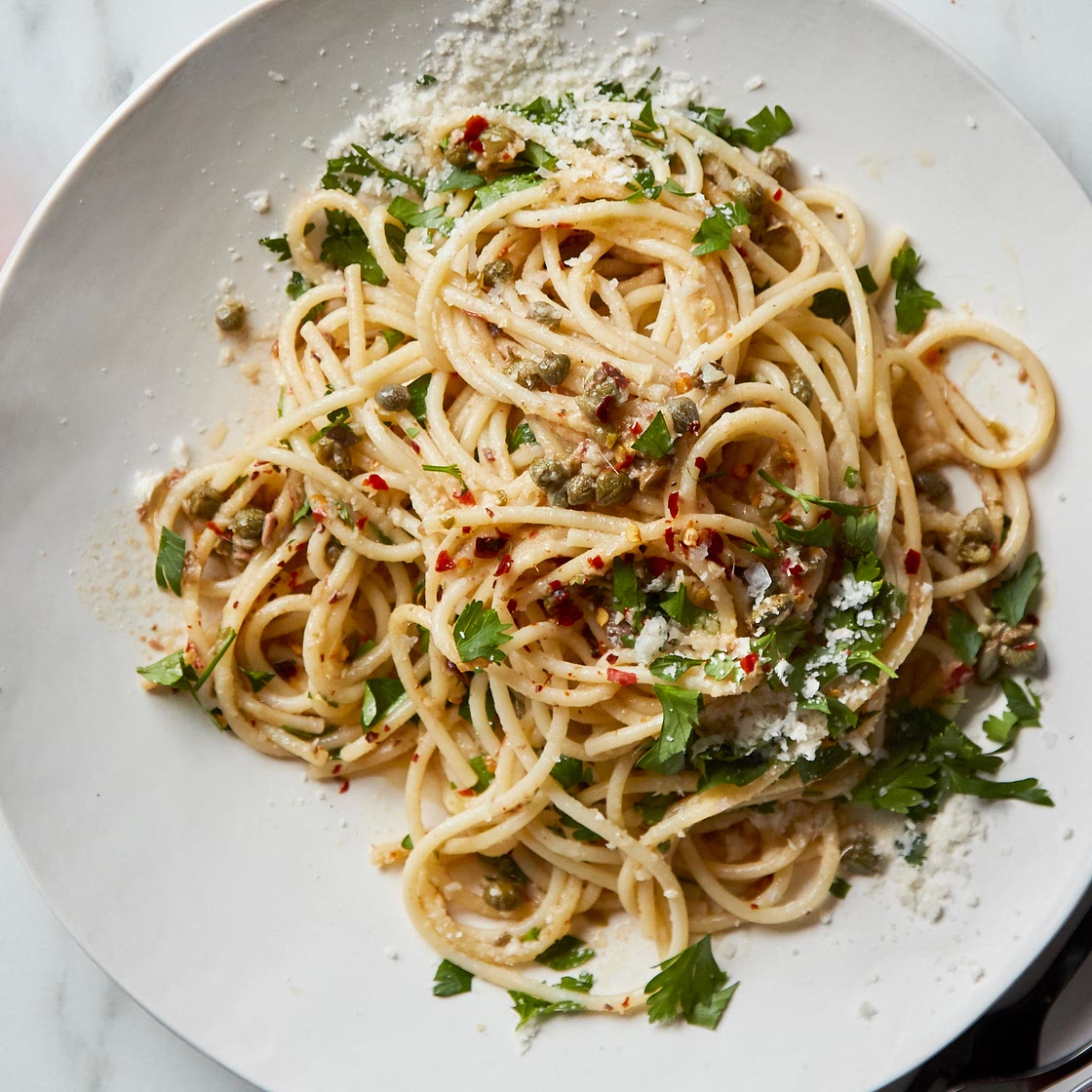 Midnight Pasta With Garlic, Anchovy, Capers and Red Pepper