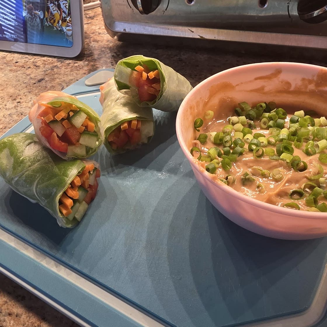 Fresh Spring Rolls with Healthy Peanut Dipping Sauce