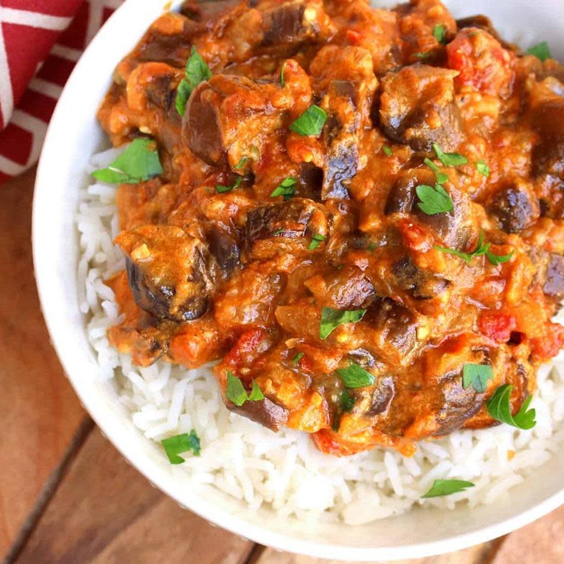 Eggplant Curry with Halloumi