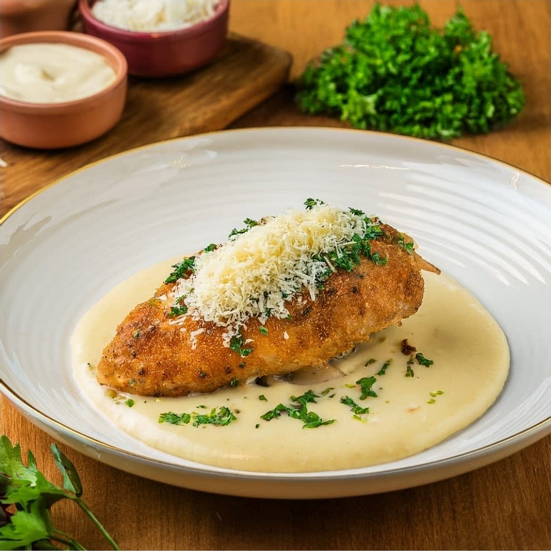 Hähnchenbrust in einer Knoblauch Parmesan Sauce