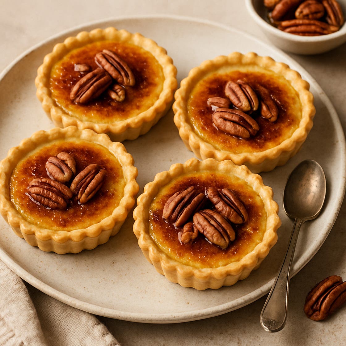 Bourbon Pecan Creme Brulée Tartlets