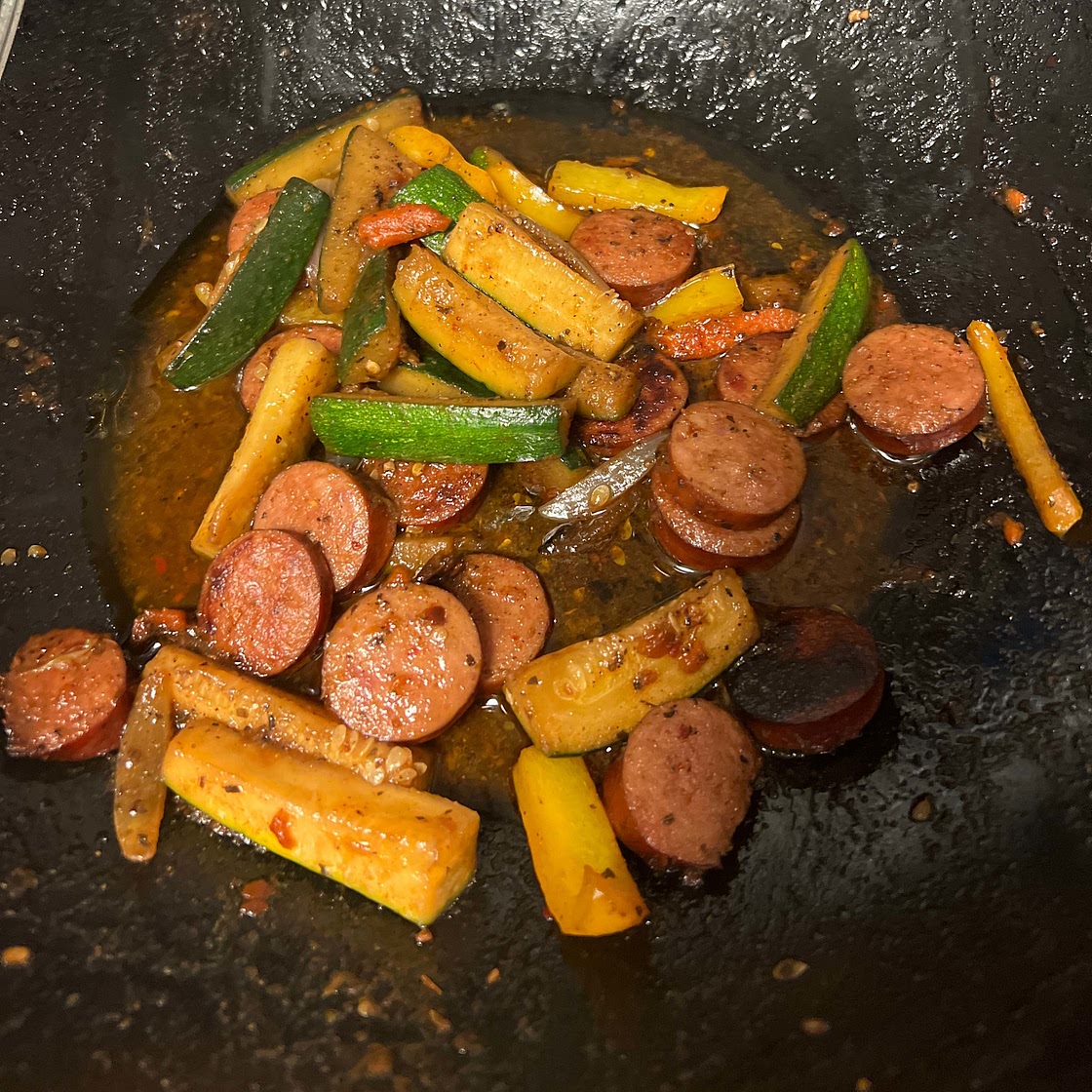 20 Minute Skillet Sausage & Zucchini