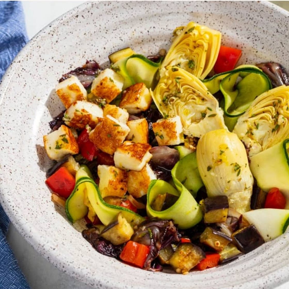 Seared Halloumi and Vegetable Salad Bowls