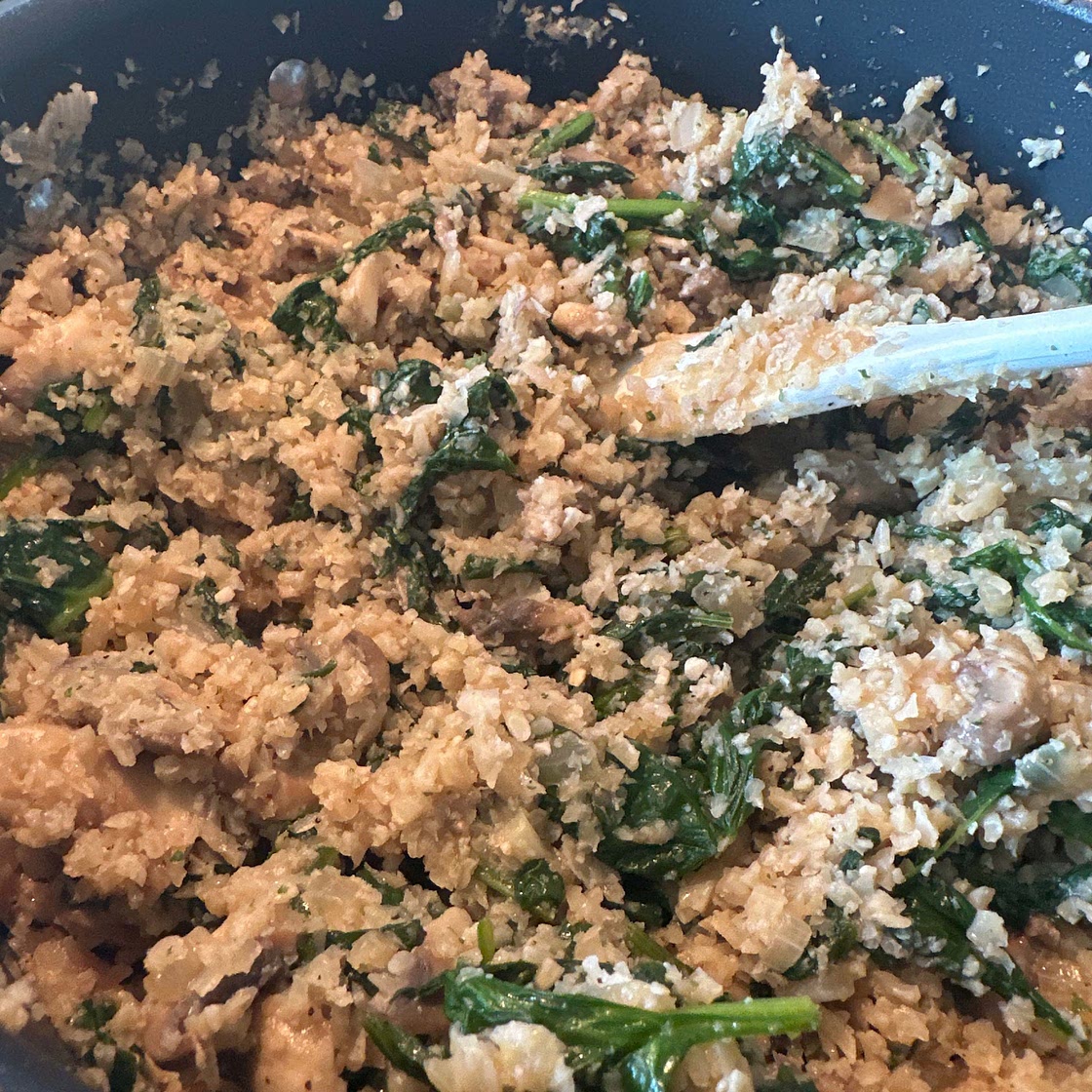 Low Carb Mushroom & Spinach Cauliflower Rice