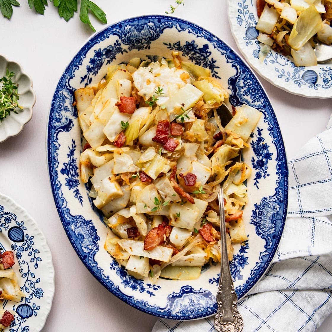 Fried Cabbage with Apples and Bacon