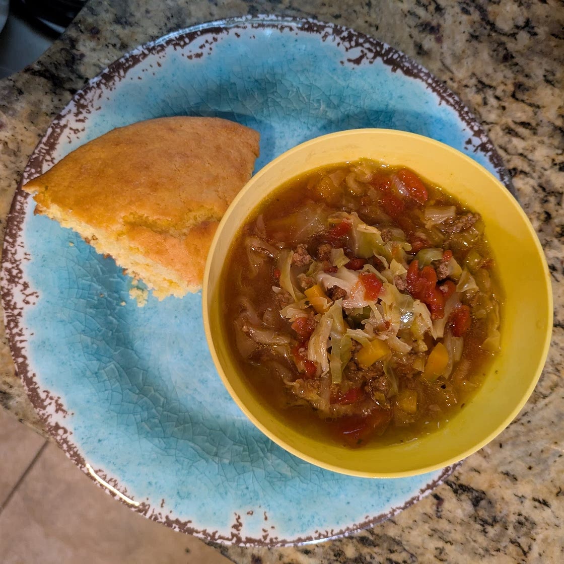 Chunky Beef, Cabbage and Tomato Soup (Instant Pot or Stove Top)